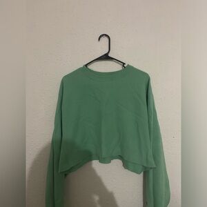 Champion Women's Green Cropped Hoodie